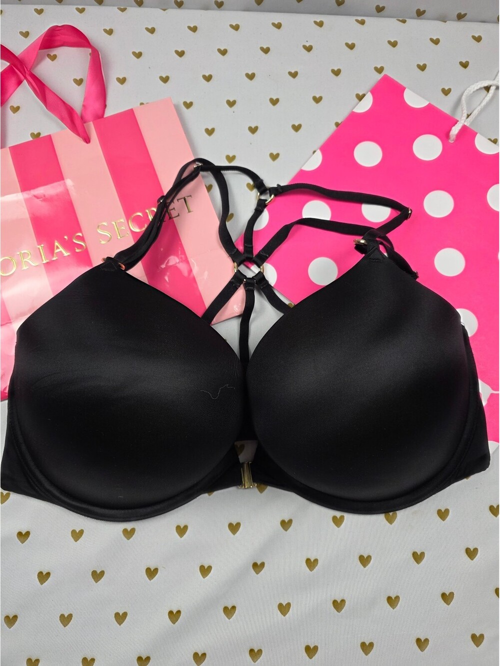 Victorias Secret Bombshell Add 2 Sizes Push Up Bra Front Close Black 38DD
